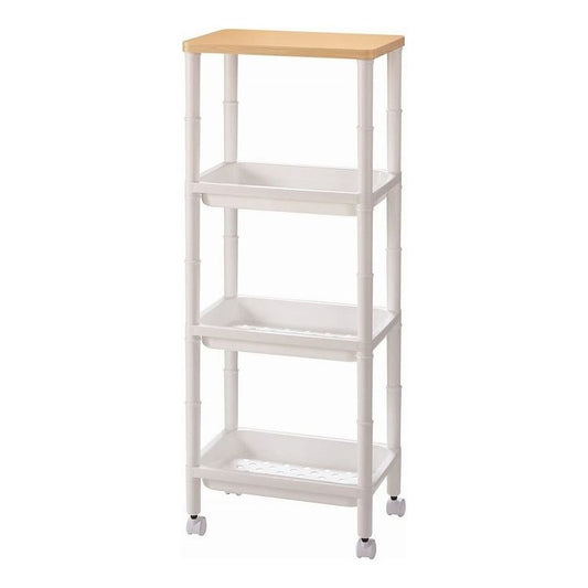 不動技研 ウッドテーブルワゴン ホワイト F2503 サイド ワゴン(代引不可)