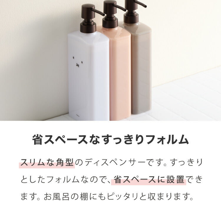 同色3個セット リッチェル ディックブルーナ ディスペンサー 600ml ミッフィー ボリス グランティ 手動 壁掛け キッチン 洗面所 浴室 シャンプー リンスー ボディーソープ