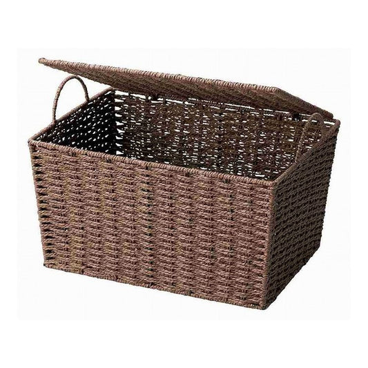 ちどり産業 カラーペーパー 蓋付き かご ふた付き ダークブラウン(代引不可)