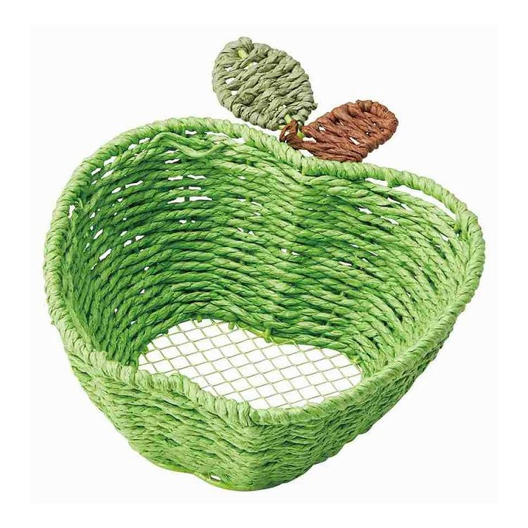 ちどり産業 【2個セット】 フルーツバスケット りんご型 かご バスケット グリーン(代引不可)