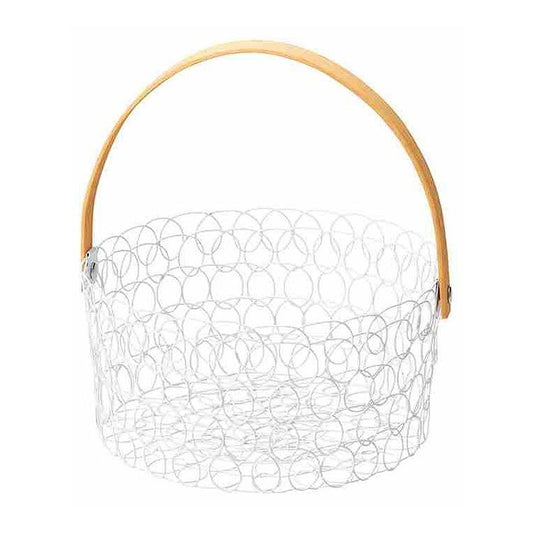 ちどり産業 ワイヤーバスケット手付き かご おしゃれ ホワイト(代引不可)