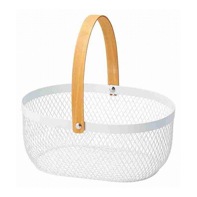 ちどり産業 ワイヤーバスケット手付き かご おしゃれ ホワイト(代引不可)