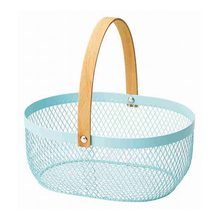 ちどり産業 ワイヤーバスケット手付き かご おしゃれ ブルー(代引不可)
