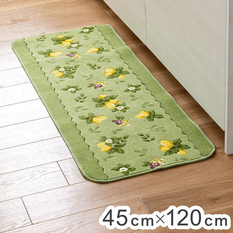 オカ キッチンマット 45×120cm プロヴァンスシエル(グリーン)日本製 台所 フローリング 汚れ防止 汚れを防ぐ(代引不可)