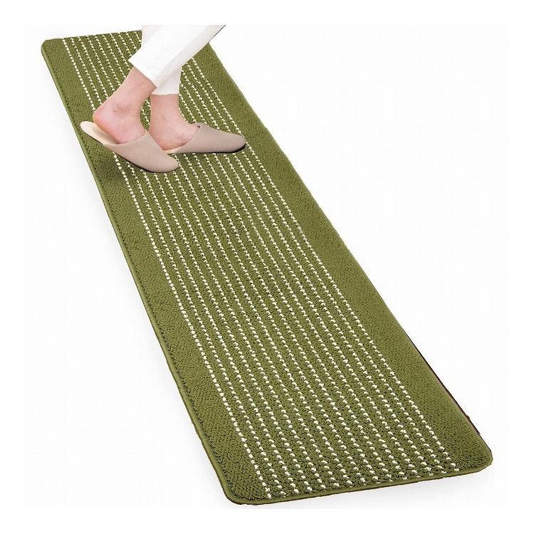 オカ 優踏生 洗いやすいキッチンマット 45×240cm グリーン(代引不可)