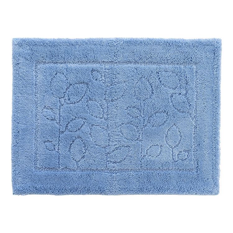 オカ 乾度良好 ファイン バスマット すぐにサラサラ、足にふんわり抗菌バスマット ブルー(代引不可)