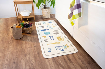 ルックス キッチンマット 45×120cm ビストロ(ブルー)日本製 台所 フローリング 汚れ防止 汚れを防ぐ(代引不可)