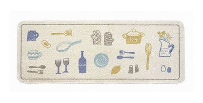 ルックス キッチンマット 45×120cm ビストロ(ブルー)日本製 台所 フローリング 汚れ防止 汚れを防ぐ(代引不可)