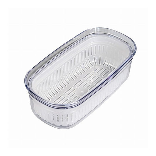 オカ プリス ベジマジ あらう スリム ホワイト野菜 水切り 保存 ざる フタ付き ボウル サラダ 果物(代引不可)