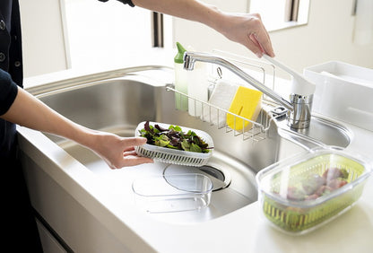 オカ プリス ベジマジ あらう スリム ホワイト野菜 水切り 保存 ざる フタ付き ボウル サラダ 果物(代引不可)