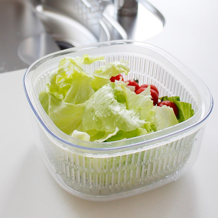 オカ プリス ベジマジ あらう レギュラー ホワイト野菜 水切り 保存 ざる フタ付き ボウル サラダ 果物(代引不可)