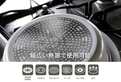 シービージャパン COPAN 年中使える卓上鍋 24cm グレー IH ガス火 対応 2~3人 フッ素不使用 ガラス蓋付き(代引不可)