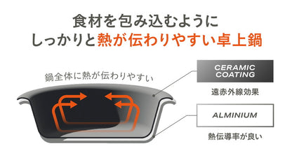 シービージャパン COPAN 年中使える卓上鍋 24cm グレー IH ガス火 対応 2~3人 フッ素不使用 ガラス蓋付き(代引不可)