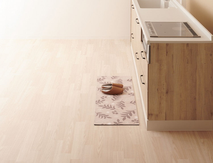 アール 拭けるキッチンマット 45×120cm リーフ LK-101 お手入れ簡単 足に優しい 疲れにくい(代引不可)