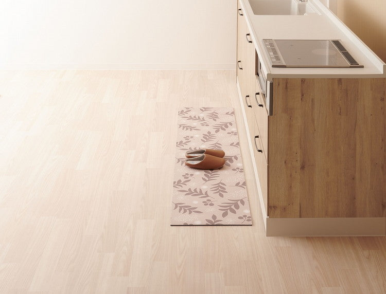アール 拭けるキッチンマット 45×180cm リーフ LK-103 お手入れ簡単 足に優しい 疲れにくい(代引不可)