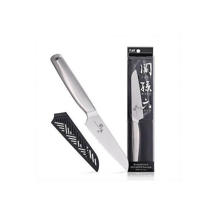 貝印 関孫六 オールステンレス コンパクトナイフ(サヤ付き) 刃渡り 12cm DH3355 堅牢、清潔に使えるオールステンレス製のコンパクトナイフ(代引不可)