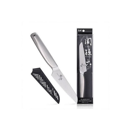 貝印 関孫六 オールステンレス コンパクトナイフ(サヤ付き) 刃渡り 12cm DH3355 堅牢、清潔に使えるオールステンレス製のコンパクトナイフ(代引不可)