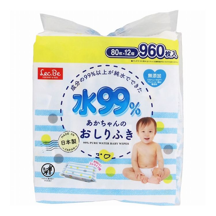 レック 水99% おしりふき 80枚×12個入り E90568 水 99% まとめ買い 増量パック レック おしり拭き(代引不可)