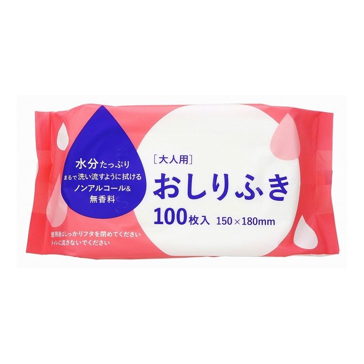 【5個セット】 大和物産 大人用 おしりふき (100枚入) おしり からだ拭き 清拭 ノンアルコール 無香料(代引不可)