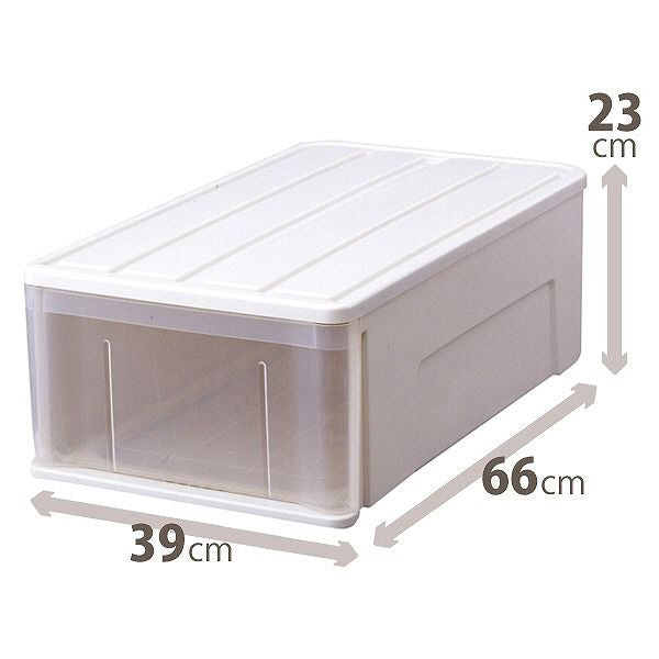 天馬 たっぷり収納ケース 66M ホワイト 幅39×奥行66×高さ23cm 収納ボックス 引き出し 衣装ケース プラスチック 衣類 洋服 クローゼット 押し入れ 収納 (代引不可)