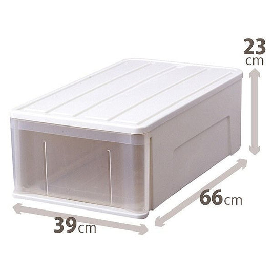 天馬 たっぷり収納ケース 66M ホワイト 幅39×奥行66×高さ23cm 収納ボックス 引き出し 衣装ケース プラスチック 衣類 洋服 クローゼット 押し入れ 収納 (代引不可)