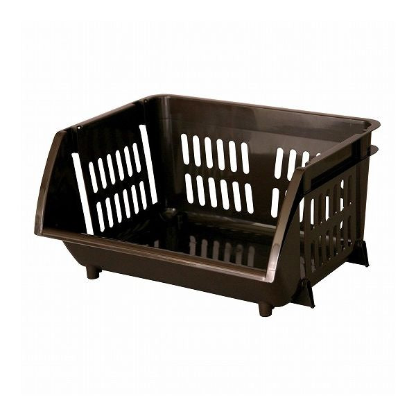 【3個セット】 平和工業 積み重ねバスケット Nブラウン バスケット カゴ 重ねて使う 収納 かご 棚 キッチン 衣類(代引不可)