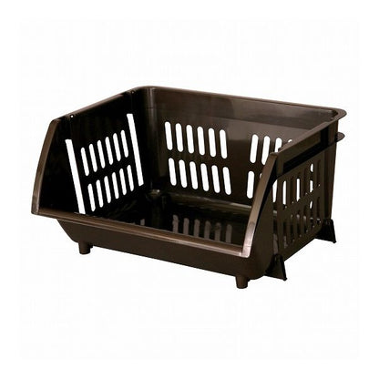 【3個セット】 平和工業 積み重ねバスケット Nブラウン バスケット カゴ 重ねて使う 収納 かご 棚 キッチン 衣類(代引不可)