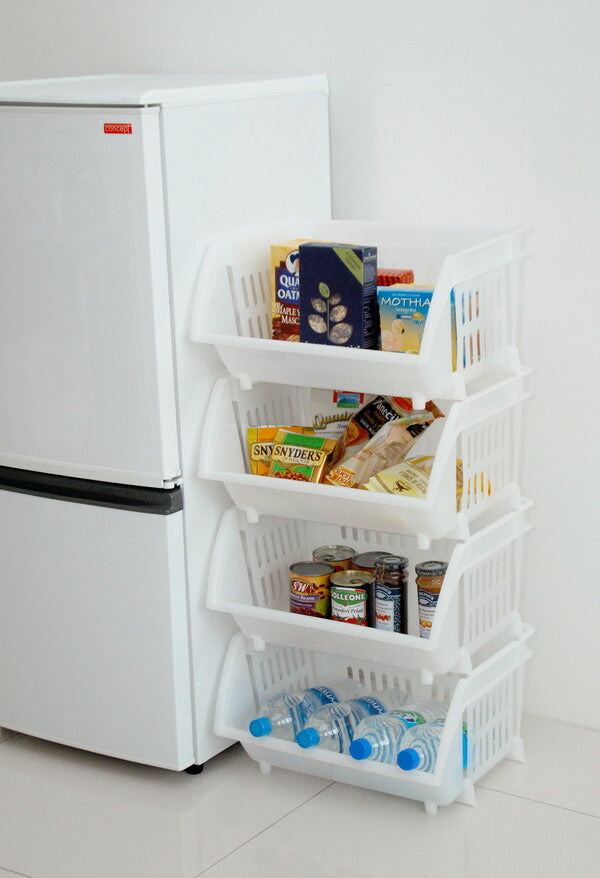 【3個セット】 平和工業 積み重ねバスケット Nブラウン バスケット カゴ 重ねて使う 収納 かご 棚 キッチン 衣類(代引不可)