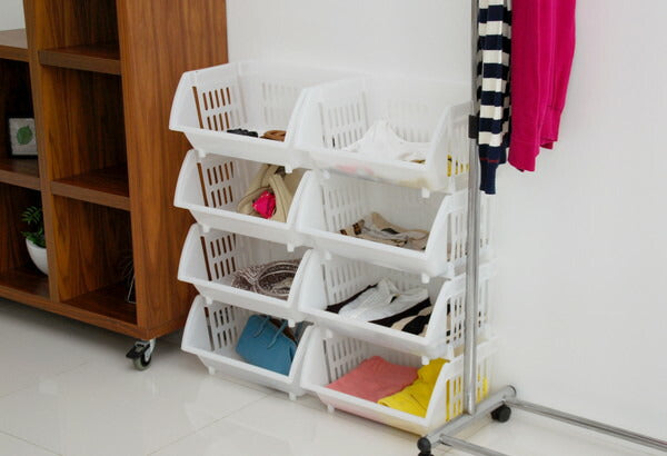 【3個セット】 平和工業 積み重ねバスケット Nブラウン バスケット カゴ 重ねて使う 収納 かご 棚 キッチン 衣類(代引不可)