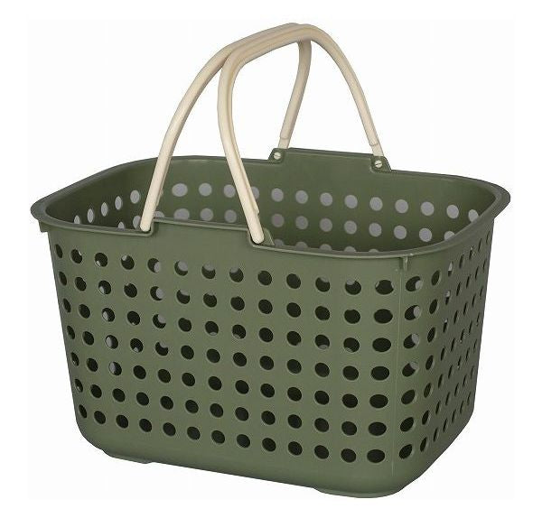 【3個セット】平和工業 ドットバスケット 浅型 カーキ