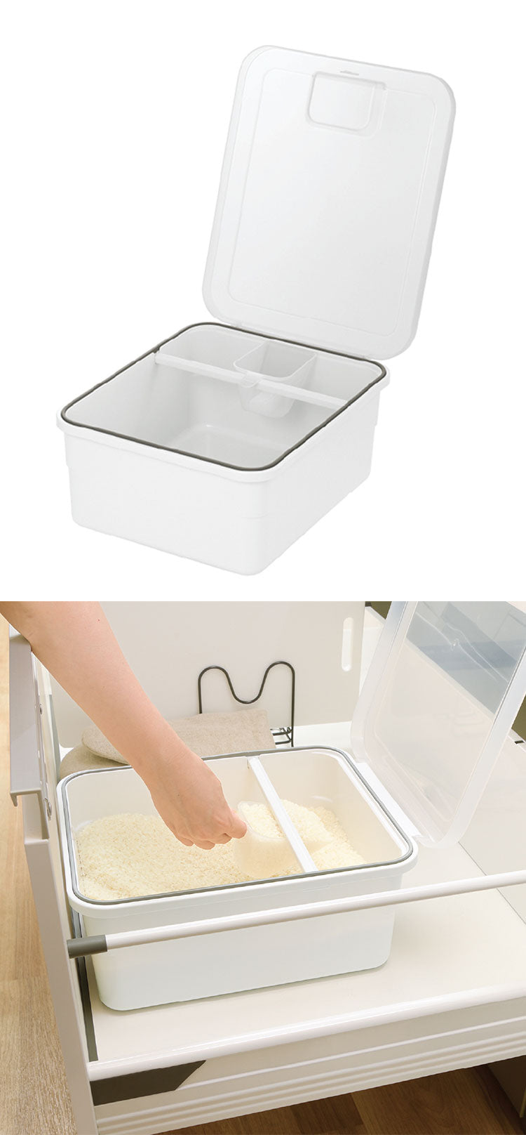 【2024年 新発売】トトノ(totono) 引き出し用 米びつR 5kg 米 ストッカー 米櫃 ライスストッカー すりきれる システムキッチン 引出し 収納 保管 米 計量カップ付き パッキン付き(代引不可)