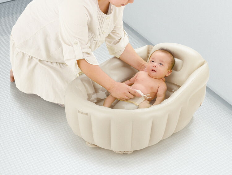 リッチェル ふかふか ベビーバスK ベージュ 沐浴 バスタブ(代引不可)