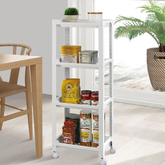 不動技研 コネクトラック ミニ ホワイト F2642 収納ワゴン キャスター付 天板付き 組立式 工具不要 4段(代引不可)