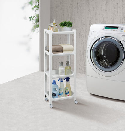 不動技研 コネクトラック ミニ ホワイト F2642 収納ワゴン キャスター付 天板付き 組立式 工具不要 4段(代引不可)