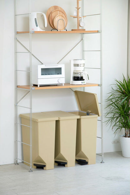 新輝合成 棚下・カウンター下にも置けるペダルペール35 35L カーキベージュ