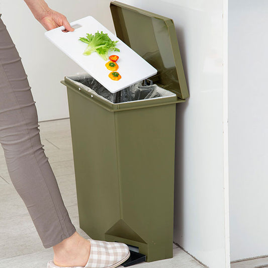 新輝合成 棚下・カウンター下にも置けるペダルペール35 35L カーキグリーン