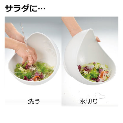 リッチェル らくチンお料理ボウル くるっと ホワイト L 16983-4 (調理ボウル) 洗う&水切りがラクラク(代引不可)