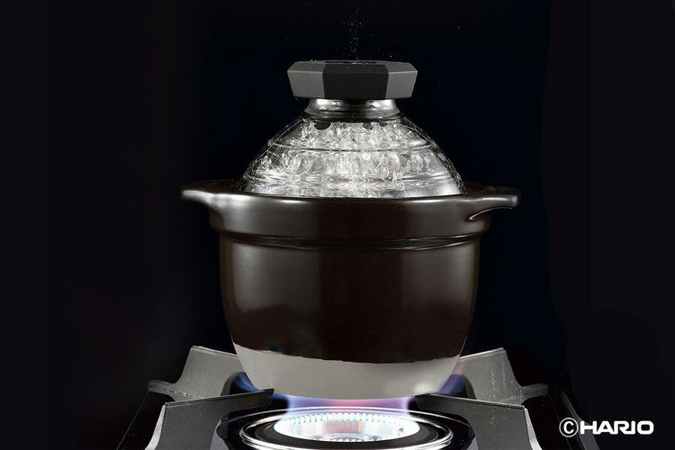 HARIO フタがガラスのご飯釜 (1~2合用) GNR-150-B-W(代引不可)