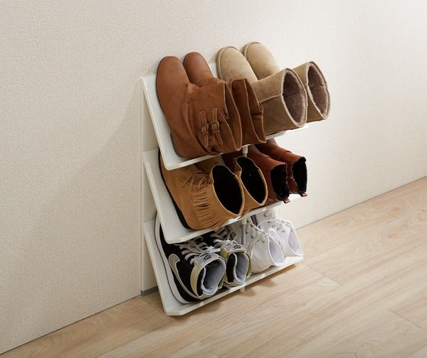 吉川国工業所 Like-it シューズラック 3段 ホワイト 下駄箱 シューズラック 靴収納 玄関収納 マガジンラック(代引不可)