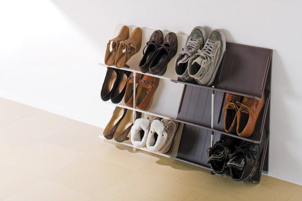 吉川国工業所 Like-it シューズラック 3段 ブラウン 下駄箱 シューズラック 靴収納 玄関収納 マガジンラック(代引不可)