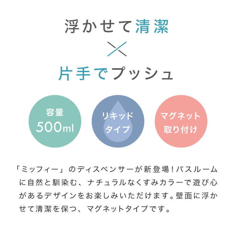 70周年記念 ディスペンサー マグネット 下から出てくるディスペンサー ディックブルーナ 500ml Miffyブルーナ 液体 ソープディスペンサー 磁石 詰め替えボトル 壁面 ミッフィー 詰め替え プッシュ