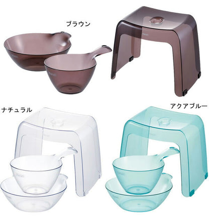 日本製 リッチェル カラリ バス用品3点セット 湯おけ×手おけ×腰かけ 座面高さ30cm 選べるカラー 風呂椅子30cm おしゃれ バスチェア 風呂 イス 桶 湯桶 バススツール 浴用品 入浴 透明 クリア(代引不可)