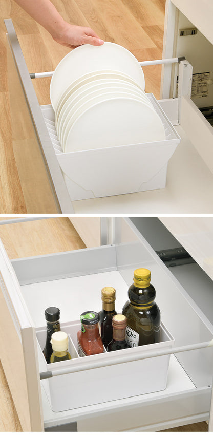 【ベーシック4点セット】 リッチェル トトノ (totono) 引き出し用 ディッシュスタンドR ワイド 1点 キッチンツールスタンドR 1点 調味料収納ボックスR 1点 鍋 フライパンスタンドR 1点(代引不可)