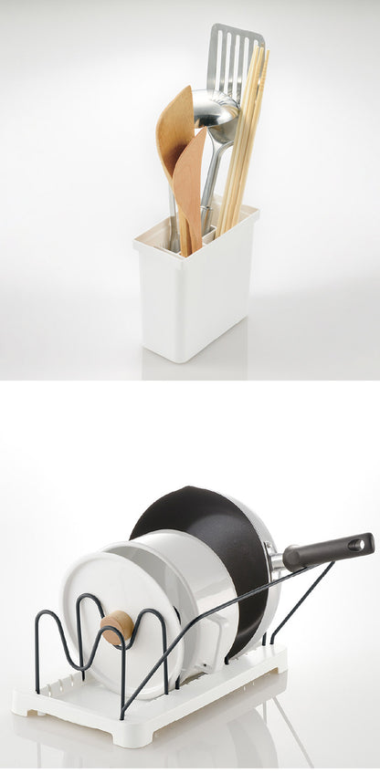 【ベーシック4点セット】 リッチェル トトノ (totono) 引き出し用 ディッシュスタンドR ワイド 1点 キッチンツールスタンドR 1点 調味料収納ボックスR 1点 鍋 フライパンスタンドR 1点(代引不可)