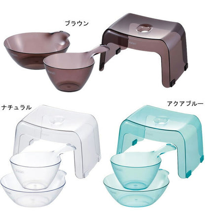 日本製 リッチェル カラリ バス用品3点セット 湯おけ×手おけ×腰かけ 座面高さ20cm 選べるカラー 風呂椅子20cm おしゃれ バスチェア 風呂 イス 桶 湯桶 バススツール 浴用品 入浴 透明 クリア(代引不可)