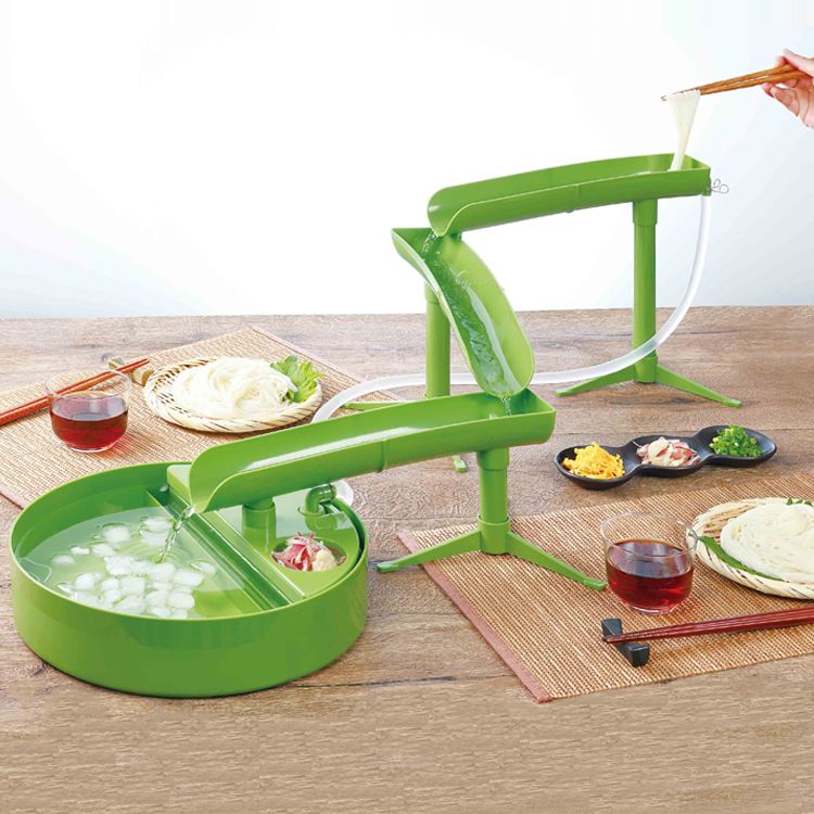 竹丸 本格 流しそうめん 立体 スライダー 組み立て式 家庭用 電池式 流しそうめん器 全長1m 電動 流し素麺 卓上