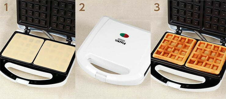 Wワッフルメーカー ワッフル オリジナルレシピ付き コンパクト お菓子 ホームパーティー KDHS-008W
