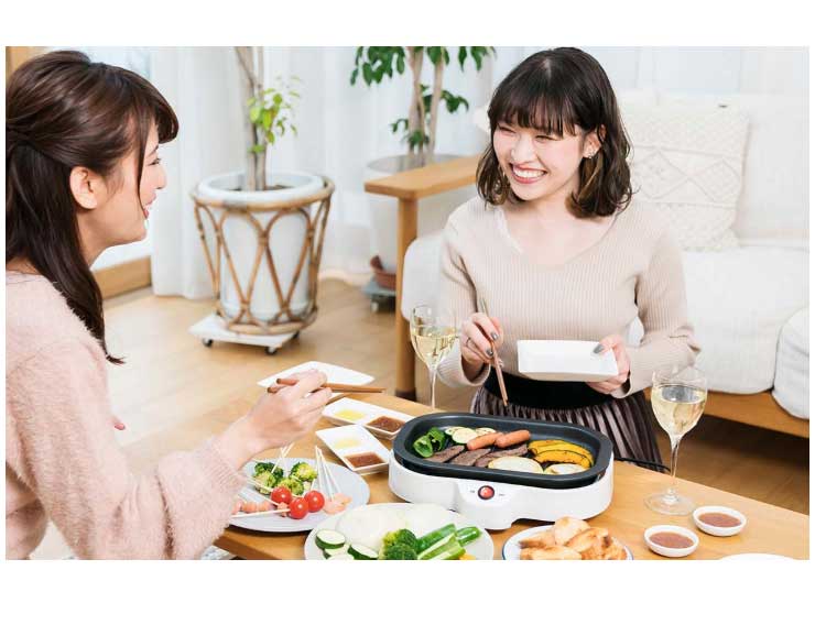 着脱式グリルプレート 3in1 KDEG-003W ホットプレート 大型 たこ焼き 焼肉 プレート3枚付き 洗える 家族 たこ焼き器 鉄板焼き