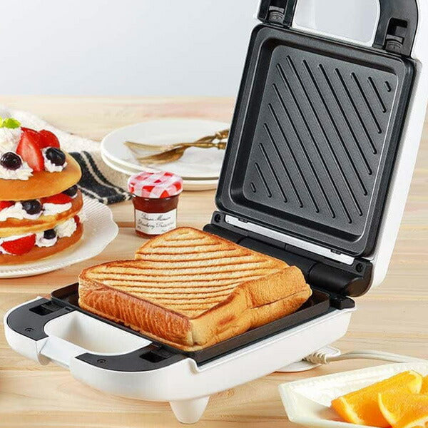 マルチサンドメーカー シングル 3in1 ホットサンド パンケーキ ワッフル 洗える 耳まで焼ける ホットサンドメーカー プレート3種 フッ素樹脂加工 調理器具 コンパクト キッチン KDHS-011W D-STYLIST