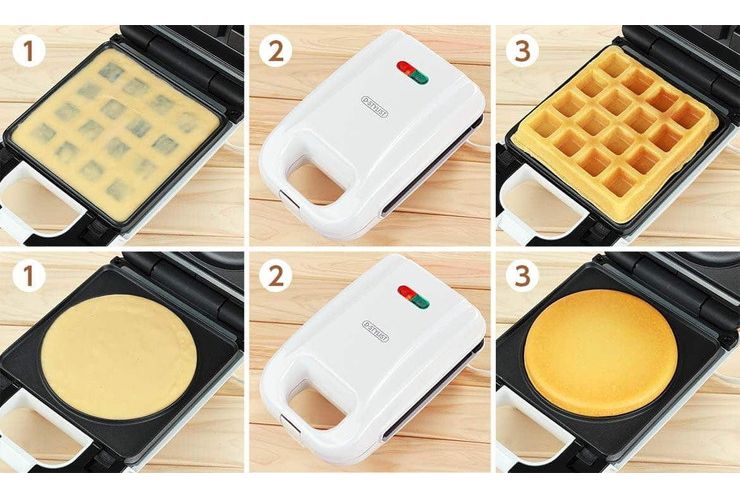 マルチサンドメーカー シングル 3in1 ホットサンド パンケーキ ワッフル 洗える 耳まで焼ける ホットサンドメーカー プレート3種 フッ素樹脂加工 調理器具 コンパクト キッチン KDHS-011W D-STYLIST